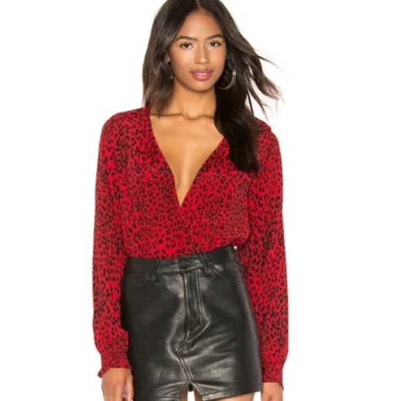 Sanctuary Cori Leopard Smocked Sleeve Blouse Sz M - Picture 7 of 7